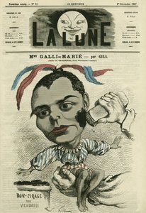 オペラ・コミック座のフランス人歌手、セレスティン・ガリ＝マリー（ガリ・マリー）（1840-1905）の肖像。ギルによる漫画、「La Lune」12月1日号掲載