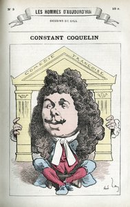 フランスの舞台俳優、コンスタン・コケリン（1841-1909）の肖像。ギルによる風刺画、パリ 作： Andre Gill