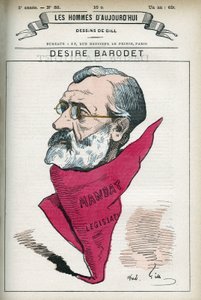 フランスの教師で政治家、1896年から1900年までセーヌ川上院議員を務めたDesire Barodet (1823-1906)の肖像。パリのギル社の漫画。 作： Andre Gill
