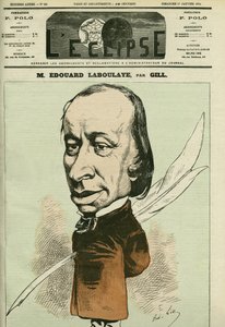 Edouard Rene de Laboulaye (1811-1883)のポートレート。1月17日付ギル社「日蝕」の表紙 作： Andre Gill