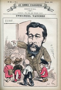 フランスの政治家、Emmanuel Vauchezの肖像。ギルの風刺画（パリ 作： Andre Gill