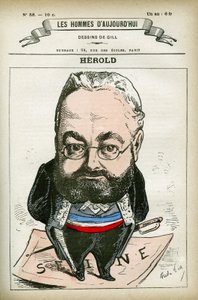 フランスの政治家、フェルディナン・ヘロルド（1828-1882）の肖像。ギルの風刺画（パリ 作： Andre Gill