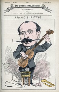フランスの詩人、フランシス・ピッティーの肖像。ギルによる風刺画、パリ 作： Andre Gill