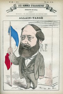 フランソワ・アラン・タージュの肖像 アラン・タージュ（1832-1902）は、フランスの弁護士、判事、ジャーナリスト、政治家で、ガンベッタ内閣では内務大臣と財務大臣を務めました。パリのGillによる漫画。