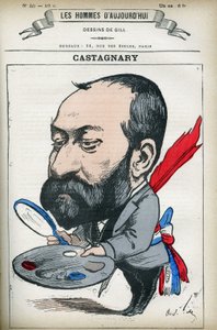 フランスの政治家、弁護士、ジャーナリスト、アマチュア、美術評論家であったジュール・カスタニャリー（1830-1888）の肖像。パリのギルによる漫画。 作： Andre Gill