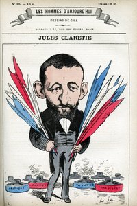 フランスの小説家、劇作家、批評家であるジュール・クラレ（1840-1913）の肖像。ギルの漫画、『今日の人』（パリ）所収 作： Andre Gill