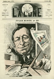 フランスの実業家、ジュール・ミレス（1809-1871）の肖像。ギルによる漫画（『月』10月6日号掲載 作： Andre Gill
