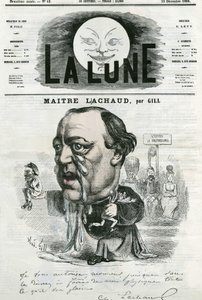 Maitre Charles Lachaud (1817-1882), フランスの弁護士の肖像。ギルによる漫画（「La Lune」12月23日号掲載 作： Andre Gill