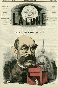 ドイツ首相オットー・フォン・ビスマルク（1815-1898）の肖像。ギルの漫画（『月』4月7日付 作： Andre Gill