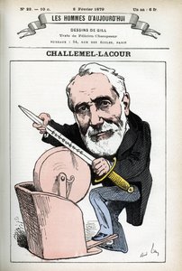 政治家、外交官、フランス哲学史家であるPaul-Armand Challemel-Lacour (1827-1896)の肖像。ギルの漫画、「今日の人」（パリ）所収 作： Andre Gill