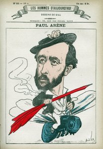 フランスの詩人・作家、ポール・アレーヌ（1843-1896）の肖像。パリ、ギルによる漫画。