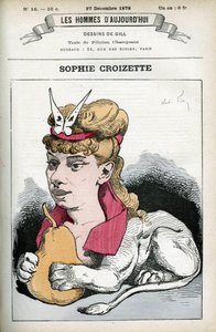 フランスの劇場女優、ソフィー・クロワゼットの肖像。パリのGillによる風刺画。 作： Andre Gill
