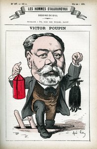 フランスの政治家Victor Poupin (1838-1906)の肖像。ギルによる漫画、「今日の人」（パリ）掲載 作： Andre Gill