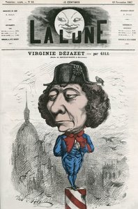 ボナパルト役のフランス人女優、ヴィルジニー・デジャゼ（1798-1875）の肖像。ギルの漫画、「La Lune」11月10日号掲載