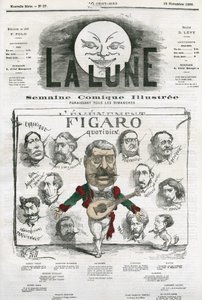 フィガロ・クオティディアン」の記者たちの肖像。ギルの漫画（「月」11月18日付