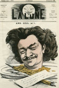 フランスの漫画家・アニメ作家であるLouis-Alexandre Gosset de Guines dit Andre Gill (1840-1885)の自画像。ギルの漫画、『月』9月15日号掲載