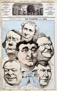 演劇作家のレオンス、ベルテリエ、ポピー・カデ、デュプイ、プラドー、バロンの肖像画。1875年12月19日付「L