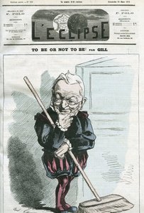 フランスの政治家、アドルフ・ティエール（1797-1877）の漫画「To be or not to be」。ギルの「L