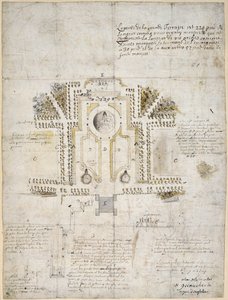 1662年、グリニッジ、クイーンズハウスの庭と公園の造園のためのデザイン（ペン、インク、ウォッシュ） 作： Andre Le Notre