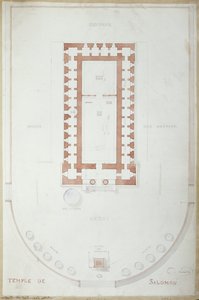19世紀半ばのエルサレムのソロモン神殿の計画（紙にインクとトイレ） 作： Andre Lenoir
