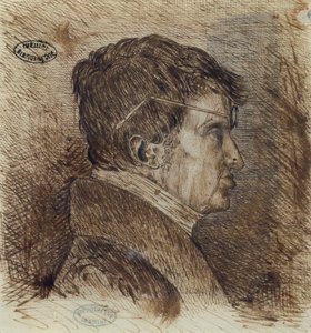 自画像1775-1836、19世紀初頭のペンとインク、紙 作： Andre Marie Ampere
