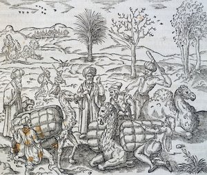 シリアのアラブ商人、アンドレ・テヴェット（1504-1592）の『万国宇宙論』からの版画 作： Andre Thevet