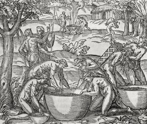 Cap de Frie, 料理を作る女性たち, 彫刻, 南アメリカ 作： Andre Thevet