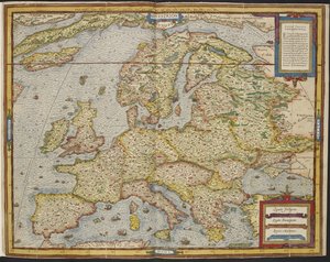 ヨーロッパの地図、アンドレ・テヴェの普遍的な宇宙論 作： Andre Thevet