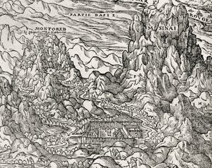シナイの山岳地帯、アンドレ・テヴェ（1504-1592）の彫刻、フランス・パリ 作： Andre Thevet