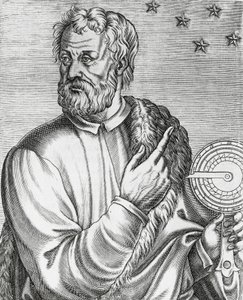 イタリアの航海者クリストファー・コロンブス（1451-1506）の肖像、「Les Vrais portraits et Vies des Hommes illustres」の刻印