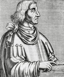 歴史家・外交官Philippes de Commines (about 1445-about 1512)の肖像、『Les Vrais pourtraits et Vies des Hommes illustres』のエングレーヴィング。