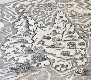 アンドレ・テヴェ（1504-1592）の『万国宇宙論』からの版画、トリニティ島、パリ 作： Andre Thevet