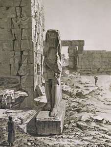 バルタード作、1822年（アクアチント）の「エジプトの説明」の第III巻から、テーベのカルナック宮殿のハイポスタイルホールの入り口にある巨像の眺め 作： Andre after Dutertre