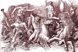 アンドレア・マンテーニャ（1431-1506）の「海神の戦い」。 作： Andrea (after) Mantegna