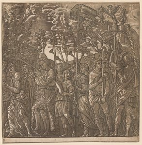 ジュリアスシーザーの勝利：バナーと規格を所持する兵士、1593-99年。 作： Andrea Andreani