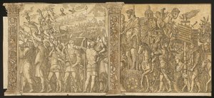 ユリウス・カエサルの勝利 [1 番と 2 番と 2 列]、1599 年。 作： Andrea Andreani