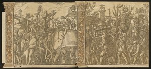 ユリウス・カエサルの凱旋 [5 番と 6 番と 2 列]、1599 年。 作： Andrea Andreani