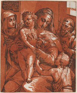 聖者を伴ったマドンナと子供 作： Andrea Andreani after Jacopo Ligozzi