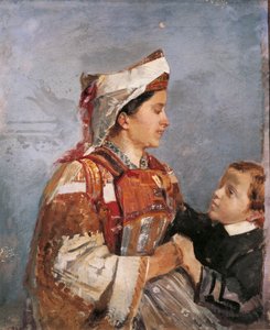 アルバニアの衣装を着た妻、アンドレア・セファリ（1827-1907）作 作： Andrea Cefaly