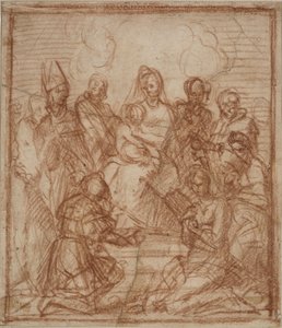 子と8人の聖人と一緒にマドンナを即位させた（サルザナの祭壇画の構成研究） 作： Andrea del Sarto