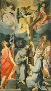 アンドレア・リリオ（1555-1610）による、恍惚の聖人の洗礼者、フランシス、バーナード、ポールを描いた祭壇画 作： Andrea Lilio