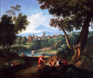 風景」アンドレア・ロカテッリ（1695-1741）作、油彩・キャンバス、61x73cm。