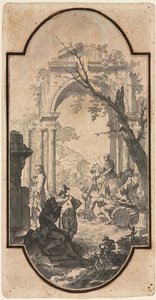 凱旋門とフィギュア、前半1700年代。 作： Andrea Locatelli