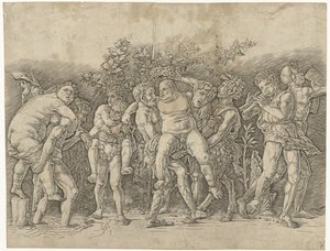 バッカナルはシレノスに会った 作： Andrea Mantegna