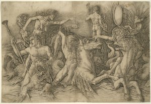 海神の戦い、フリーズの左半分 作： Andrea Mantegna