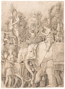 松明を運ぶ象 作： Andrea Mantegna