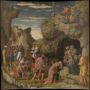ウフィツィのエピファニートリプティクウフィツィトリプティッチ、中央パネル、約1463-1464 作： Andrea Mantegna