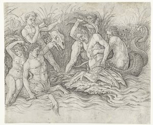 ネレイドを背負ったトリトン同士の戦い 海神の戦い 作： Andrea Mantegna