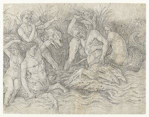 ネレイドを背負ったトリトン同士の戦い 海神の戦い 作： Andrea Mantegna