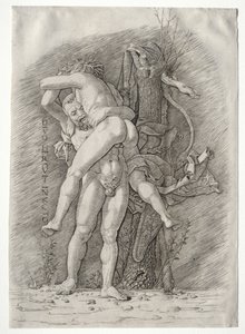 ヘラクレスとアンテウス、1400年代。 作： Andrea Mantegna